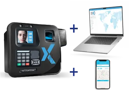 Relógio de ponto + Software
+ Aplicativo