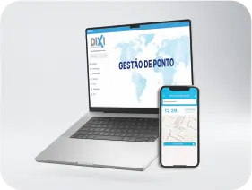 Sistema de gestão de ponto Dixi no notebook e no celular